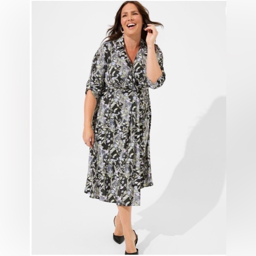 Torrid Studio Faux Wrap Midi Dress 1X